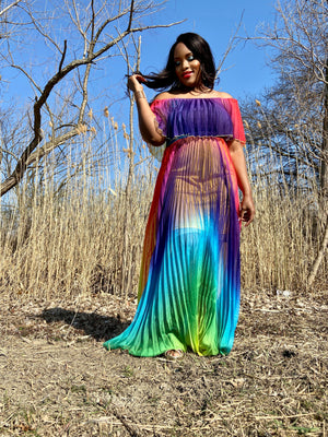 Ola Pleated Rainbow Dress