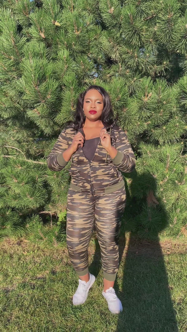 Anika Womens Full length Tights - Camo Military Green